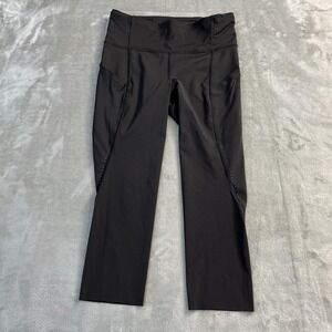 Lululemon Leggings Womens 8 Black High Rise Crop Pockets Reflective Running Yoga